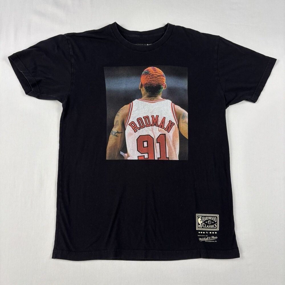 Mitchell & Ness Dennis Rodman Chicago Bulls Black Graphic T-Shirt Mens Large M